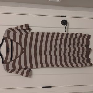 BCBGMaxAzria short-sleeve dress white and brown stripes Sz M